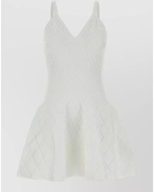 Balmain Knit Mini Dress V Neckline Sleeveless - White