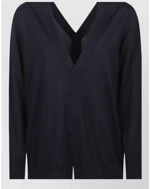 Sa Su Phi V Neck Sweater Front And Back - Blue