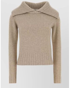 Co. Cashmere Sweater Long Sleeves Ribbed Llar - Natural