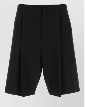The Row Sayed Wool Bermuda Shorts Belt Loops - Black