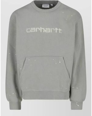 Carhartt Cotton Destroy-Effect Logo-Print Sweatshirt - Grey