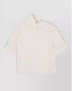 Bottega Veneta Jacket Button Detail Short Sleeves Collar - Natural