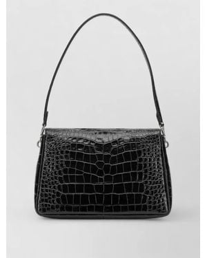 Tory Burch Crocodile Texture Clutch Bag Adjustable Strap - Black