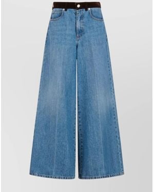 Marni Wide Leg Cotton Pants Appliqué - Blue