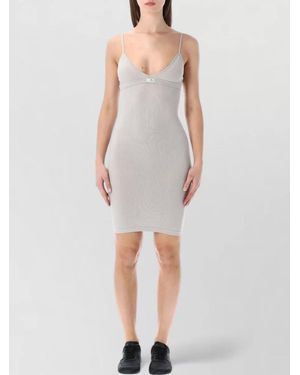 MM6 by Maison Margiela Stretch V-Neck Sleeveless Mini Dress - Grey