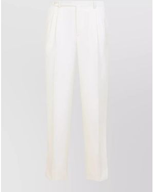 Brioni Wool Mid-Rise Straight-Leg Tailored Trousers - White