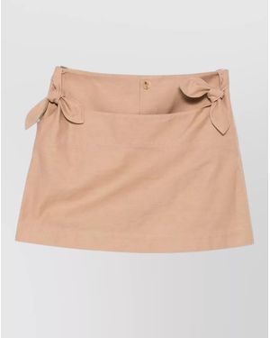 Moschino Bow Detail Shorts Mini Length Pockets - Natural