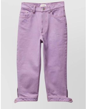 Versace Straight Pants Back Pockets Belt Loops - Purple