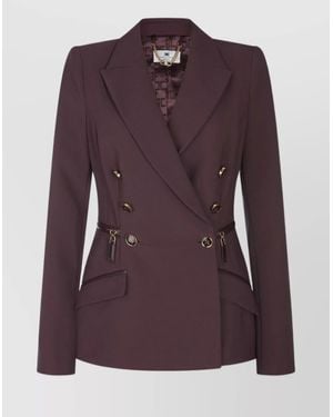 Elisabetta Franchi Double-Breasted Blazer - Purple
