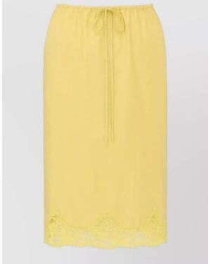 Saint Laurent Cotton Pareo Skirt Drawstring Waist Lace - Yellow