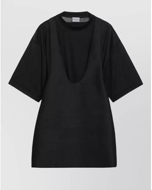 Balenciaga Loose Fit Scoop Neck Short Sleeve Top - Black