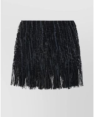 Roberta Einer Cotton Knitted Fringed Mini Skirt - Black