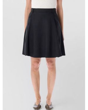 Low Classic A Line Midi Skirt Belt Loops Pockets - Black