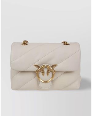 Pinko Love Bag Puff Mini Leather Quilted Crossbody Bag - Natural