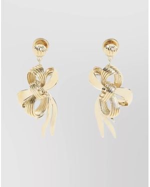 Miu Miu Drop Earrings With Knot Detail And Polish - White
