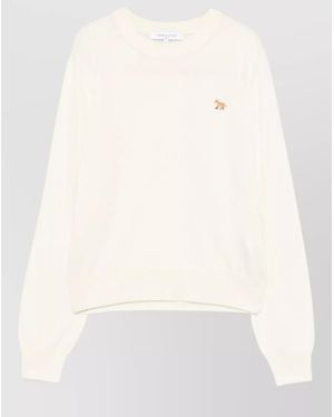Maison Kitsuné Wool Embroidered Crewneck Jumper - Natural