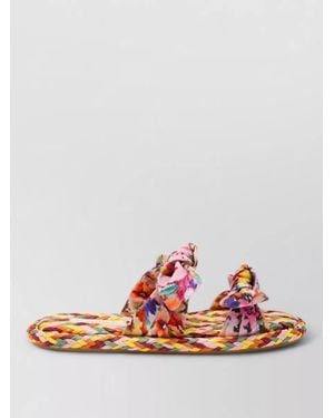 Zimmermann Linen Sandals Flat Sole Open Toe - Multicolour