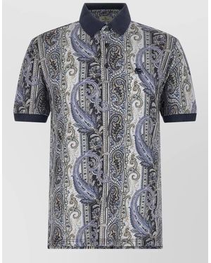 Etro Cotton Paisley Polo Shirt - Black