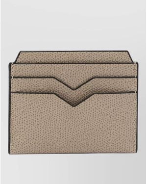 Valextra Four Card Holder Compact Design Stitching - Natural