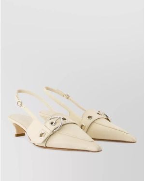 Aeyde Leather Pointed-Toe Mules - Natural