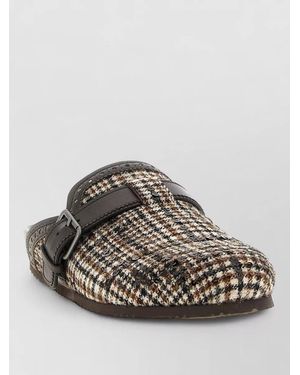 Brunello Cucinelli Houndstooth Sequin Mules - Grey