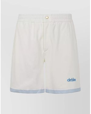 Drole de Monsieur Textured Shorts Featuring Pockets - White