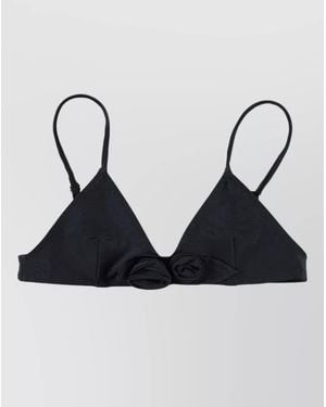 Coperni Gathered Floral-Detail Bikini Top - Black