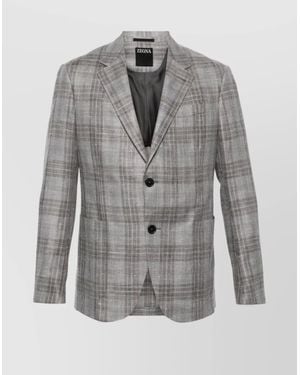 ZEGNA Wool And Silk Blend Suit Jacket - Grey