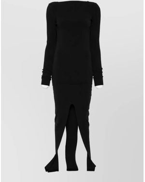 Rick Owens Ribbed Boat Neck Maxi Dress - Black