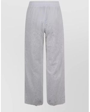 ERMANNO FIRENZE Wide Leg Sheer Cotton Trousers Tassels - Grey