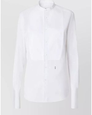 Fendi Cotton Shirt Stand Collar Long Sleeves - White