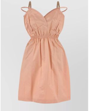 Miu Miu Satin Mini Dress Spaghetti Straps - Pink