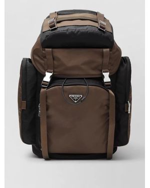 Prada Backpack Adjustable Straps Top Handle Pockets - Black