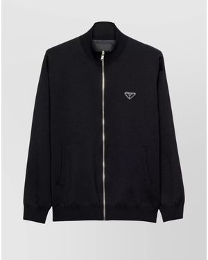 Prada Wool Oversized Zip-Up Cardigan - Black