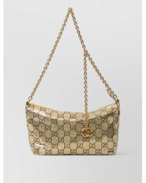Gucci Evening Bag Metal Mesh Charm Chain - Natural