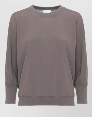 Peserico Relaxed Wool Jumper Sheer Long Sleeves - Grey
