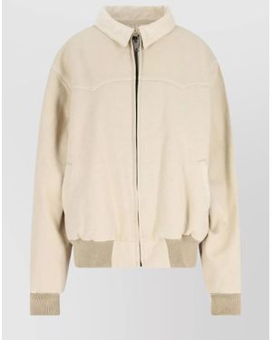 Maison Margiela Casual Jacket With Ribbed Cuffs And Hem - Natural