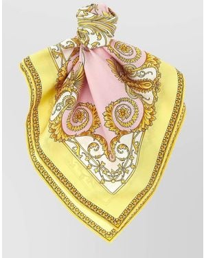 Versace Barocco Square Scarf Baroque Pattern Rolled Edges - Metallic