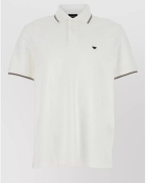 Emporio Armani Logo Cotton Polo Shirt Short Sleeves - White
