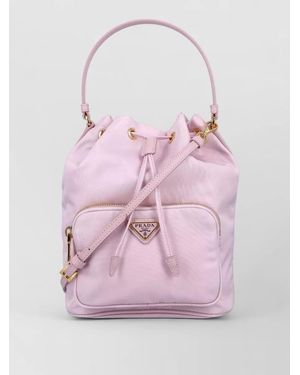 Prada Bucket Bag Adjustable Strap Front Pocket - Pink