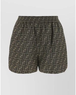 Fendi Jacquard Canvas Straight Shorts - Gray