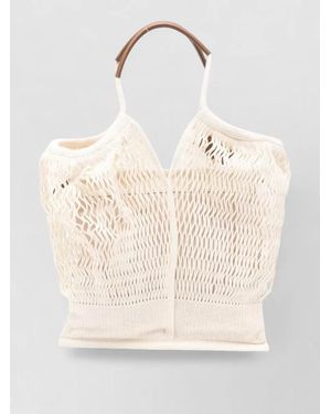 Hereu Leather Knit Tote Bag - Natural