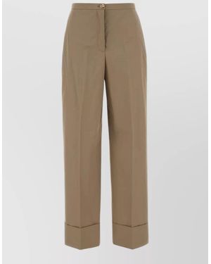Agnona High-Rise Cotton Trousers - Natural