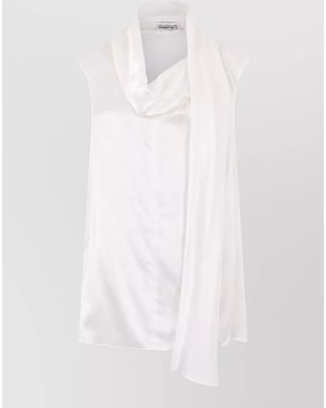 Max Mara Silk Sleeveless Draped Blouse - White