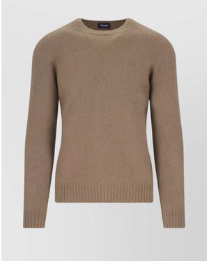 Drumohr Ribbed Crewneck Sweater With Soft Texture - Natural
