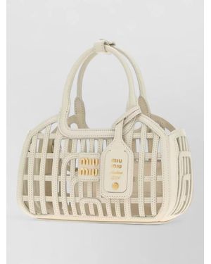 Miu Miu Na Calf Leather Clutch Bag - Natural