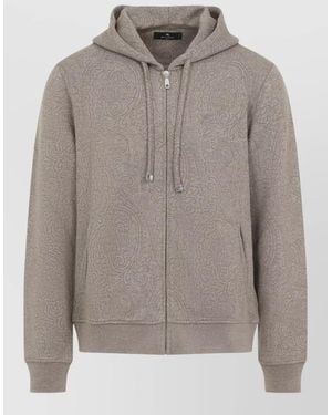 Etro Printed Jersey Hooded Jacket - Gray