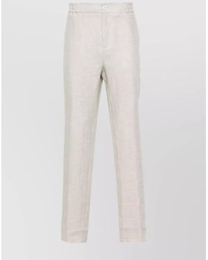 Etro Mid-Rise Linen Pants - Natural