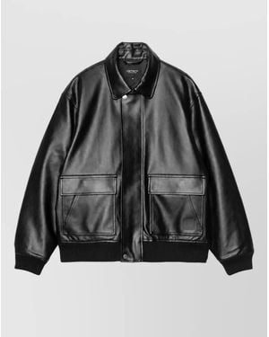 Carhartt Grainy Faux Leather Bomber Jacket - Black