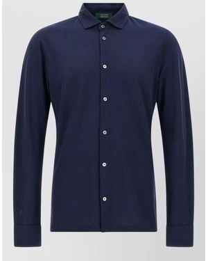 Zanone Ice Cotton Shirt Straight Cut Long Sleeves - Blue